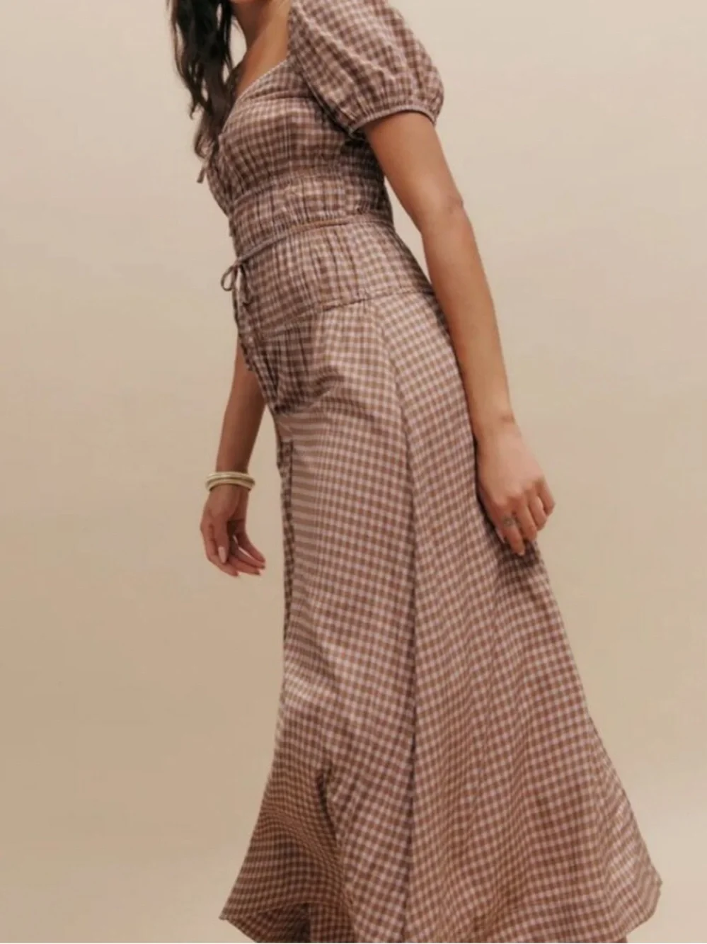 NWT REFORMATION Rhett Gingham Puff Dress - Picture 3 of 10